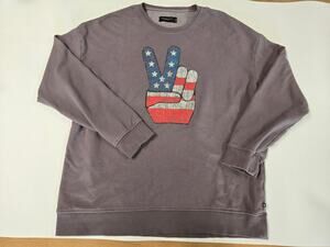 Junk Food Peace Sign American Flag Sweatshirt Mens Large Gray